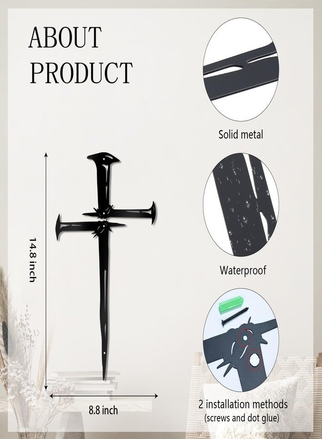 KOYILTD Metal Jesus Cross Wall Art Decor Religious Wall Baptism Decor Minimalist Decorations for Home Office Biblical Jesus Cross Wall Art Decoration Gift for Christian (Abstract, Medium) - Image 2